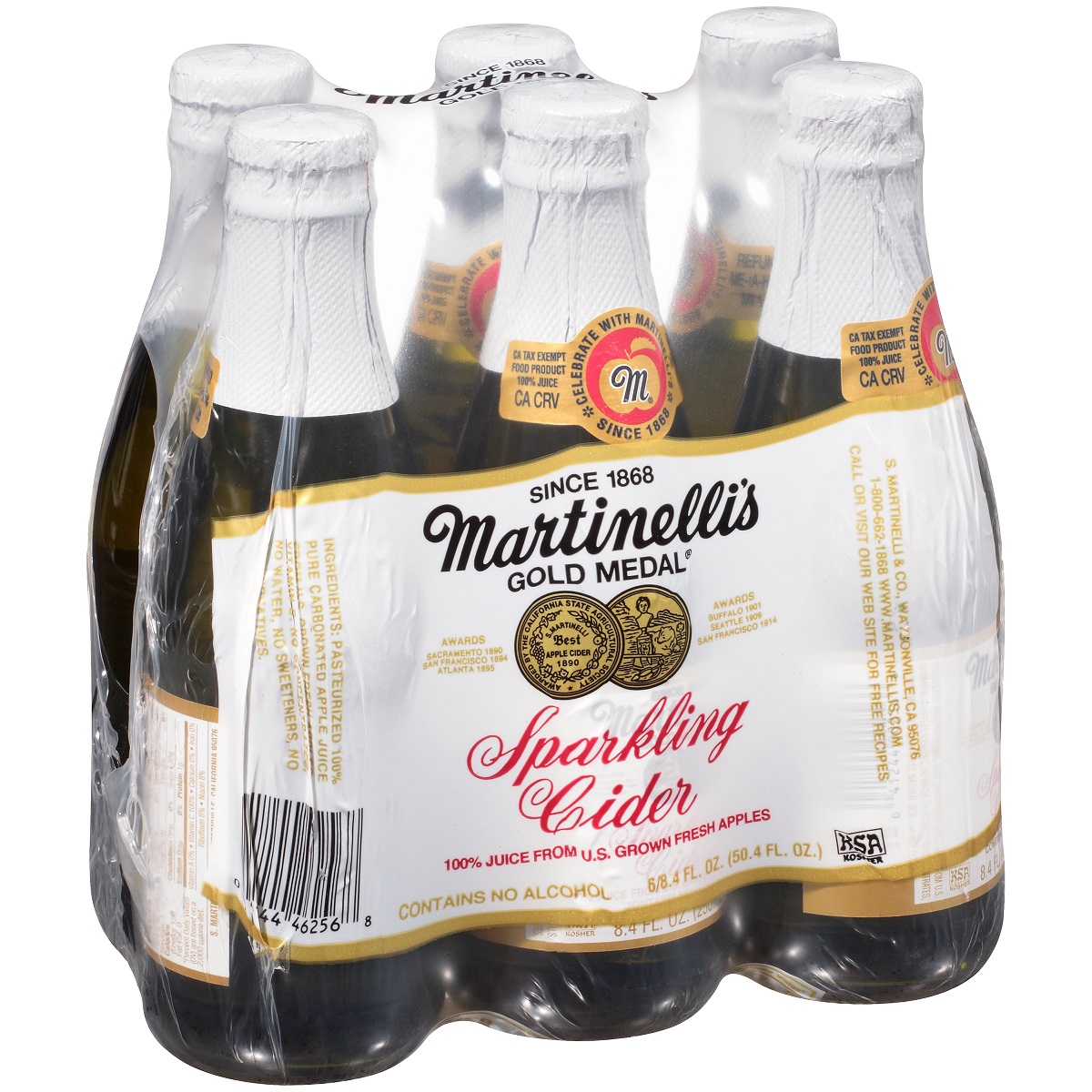 Martinelli's Gold Medal Sparkling Apple, Bottles, 8 fl oz, 6ct ...