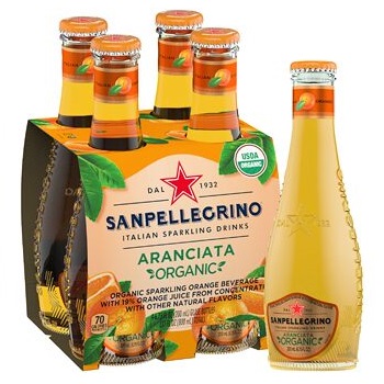 San Pellegrino Organic Sparkling Fruit Beverage, Aranciata (Orange) 200ml 4bt